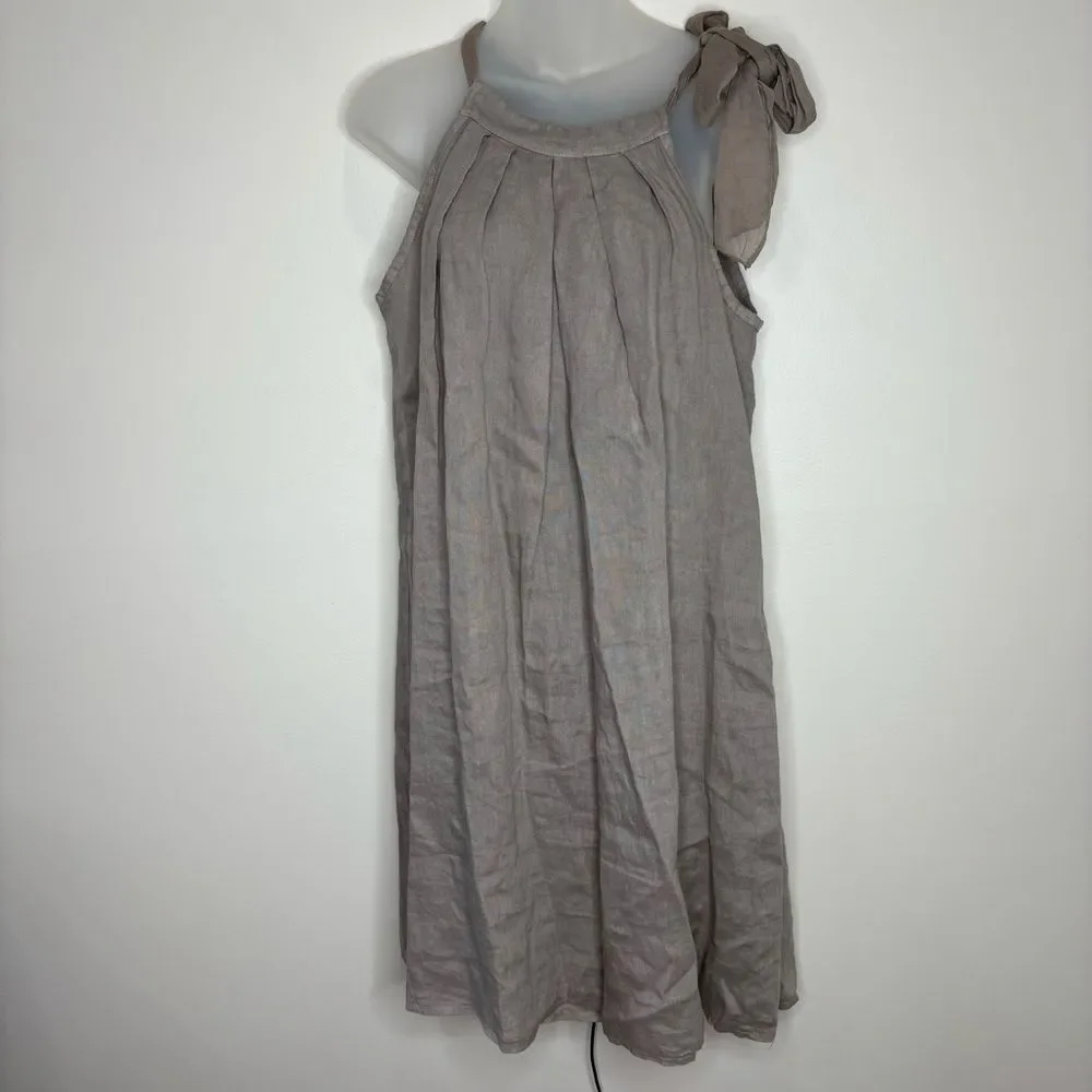 Bellambria Women’s beige 100% linen Short Sleeveless Made In Italy dress small